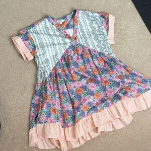 Floral Dress with Ruffle Hem-Womens